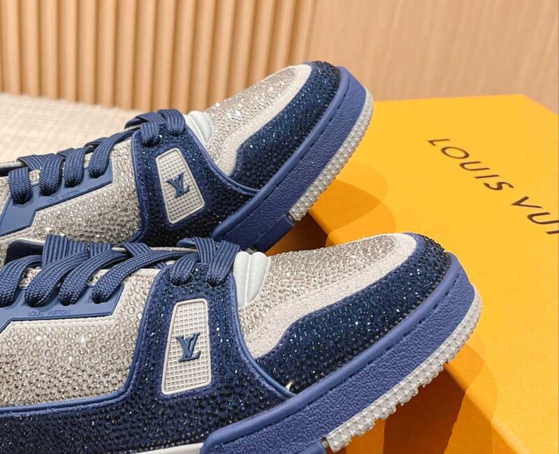 Giày Louis Vuitton Lv Trainer #54 Signature Navy Blue Strass