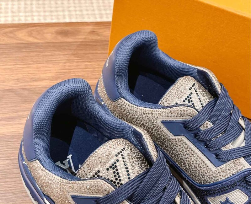 Giày Louis Vuitton Lv Trainer #54 Signature Navy Blue Strass