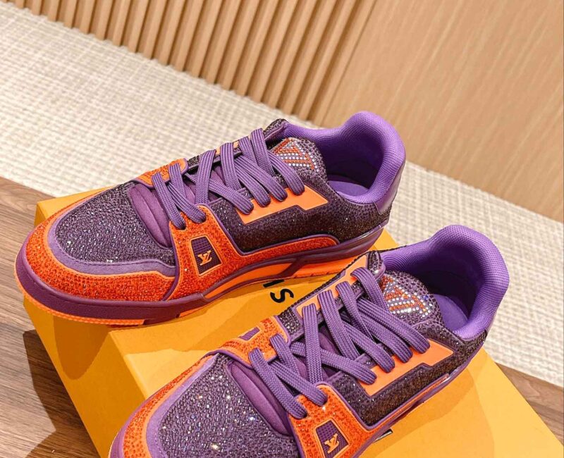 Giày Louis Vuitton Lv Trainer #54 Signature Purple Strass