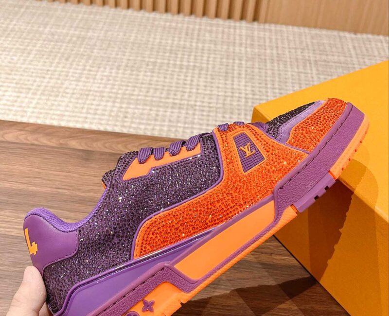 Giày Louis Vuitton Lv Trainer #54 Signature Purple Strass
