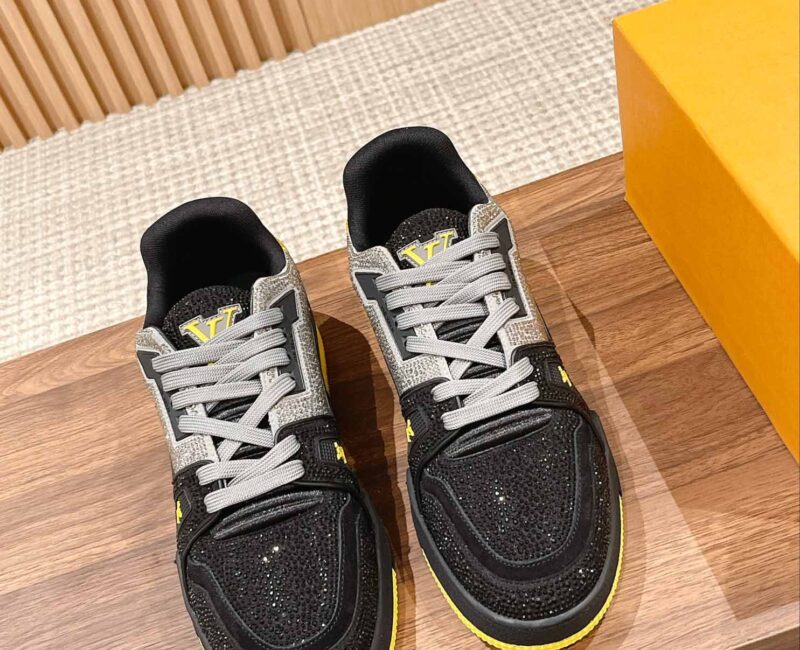 Giày Louis Vuitton Lv Trainer #54 Signature Yellow Black Crystal