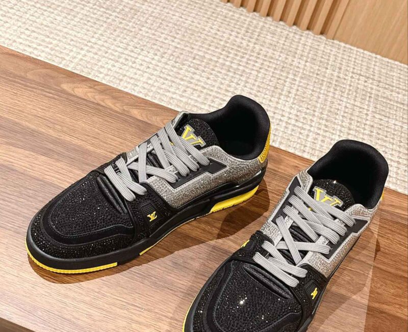 Giày Louis Vuitton Lv Trainer #54 Signature Yellow Black Crystal