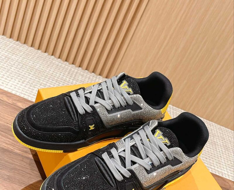 Giày Louis Vuitton Lv Trainer #54 Signature Yellow Black Crystal