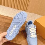 Giày Louis Vuitton LV Trainer Blue Leather Monogram Best Quality