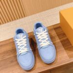 Giày Louis Vuitton LV Trainer Blue Leather Monogram Best Quality