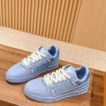 Giày Louis Vuitton LV Trainer Blue Leather Monogram Best Quality