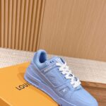Giày Louis Vuitton LV Trainer Blue Leather Monogram Best Quality