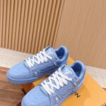 Giày Louis Vuitton LV Trainer Blue Leather Monogram Best Quality