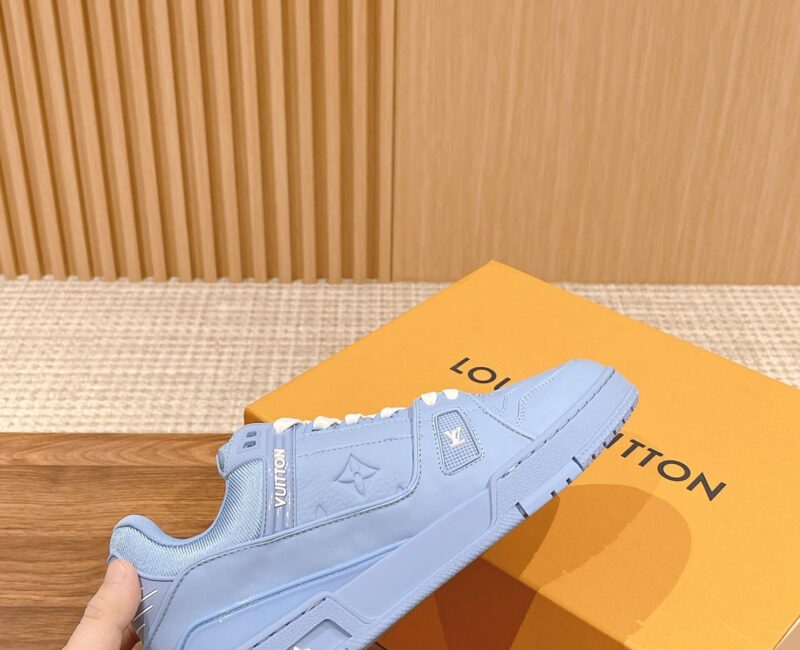 Giày Louis Vuitton LV Trainer Blue Leather Monogram Best Quality