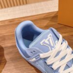 Giày Louis Vuitton LV Trainer Blue Leather Monogram Best Quality