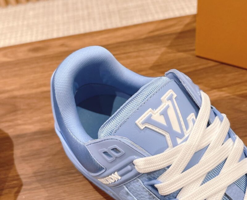 Giày Louis Vuitton LV Trainer Blue Leather Monogram Best Quality