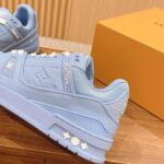 Giày Louis Vuitton LV Trainer Blue Leather Monogram Best Quality