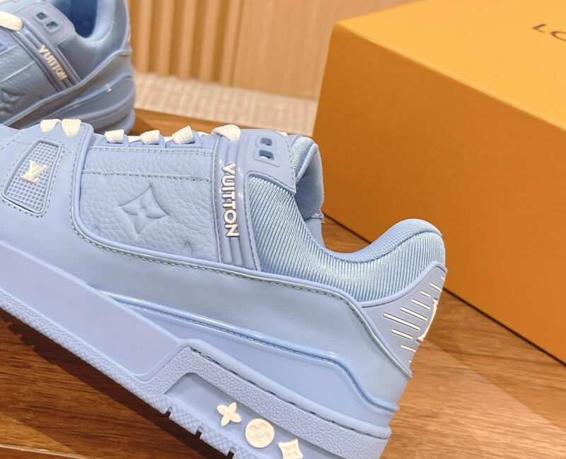 Giày Louis Vuitton LV Trainer Blue Leather Monogram Best Quality