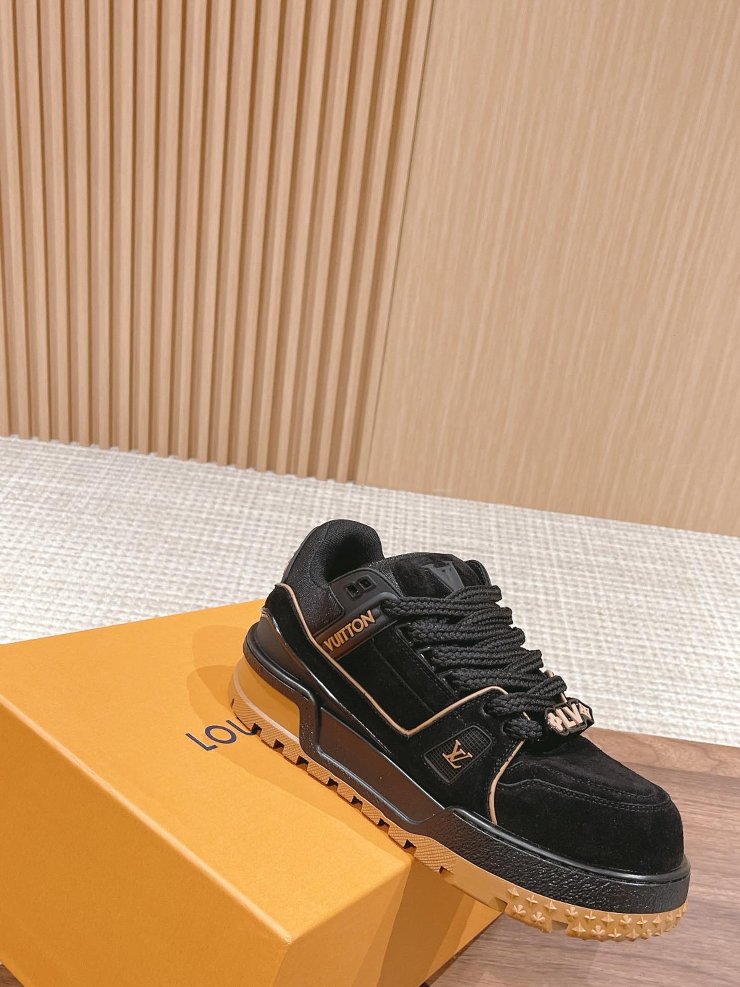 Giày Louis Vuitton Lv Trainer Maxi Black Brown Suede Best Quality