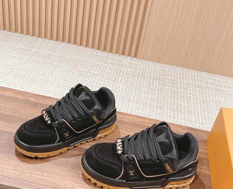 Giày Louis Vuitton Lv Trainer Maxi Black Brown Suede Best Quality