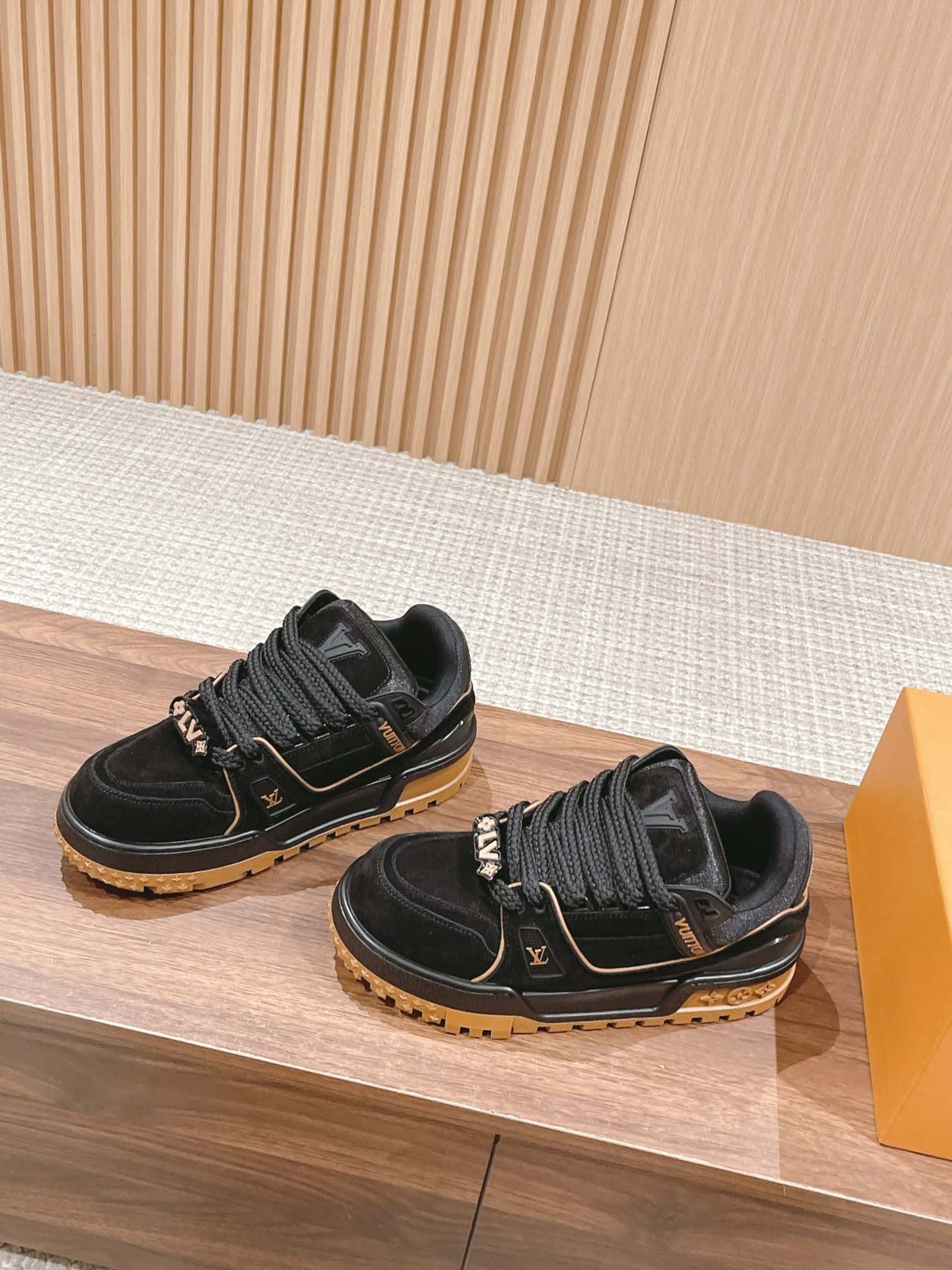 Giày Louis Vuitton Lv Trainer Maxi Black Brown Suede Best Quality