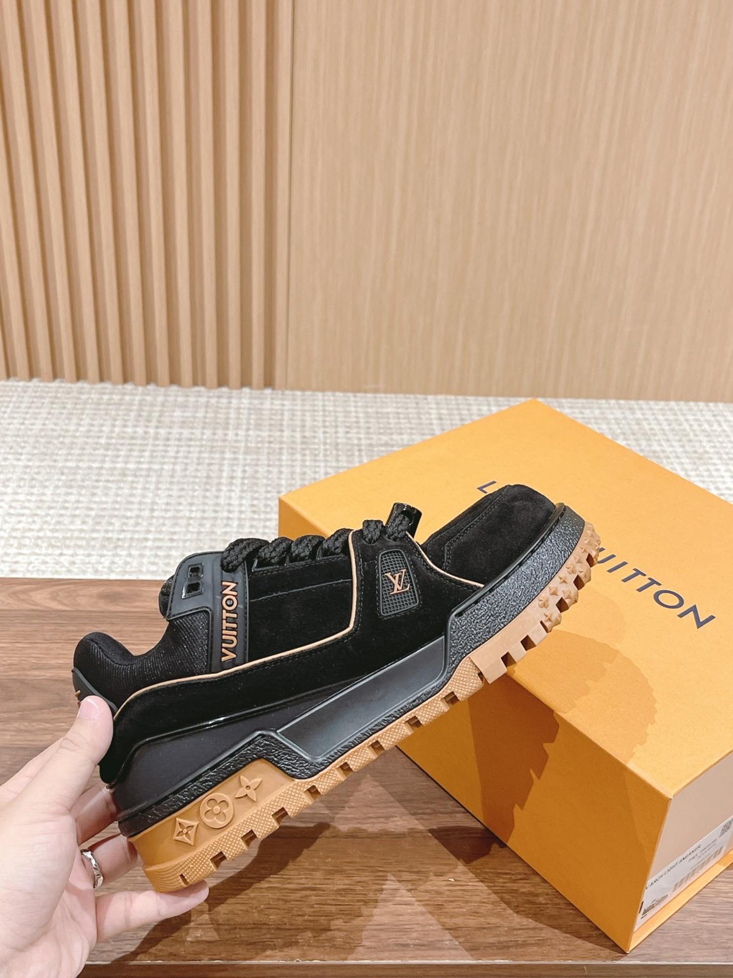 Giày Louis Vuitton Lv Trainer Maxi Black Brown Suede Best Quality