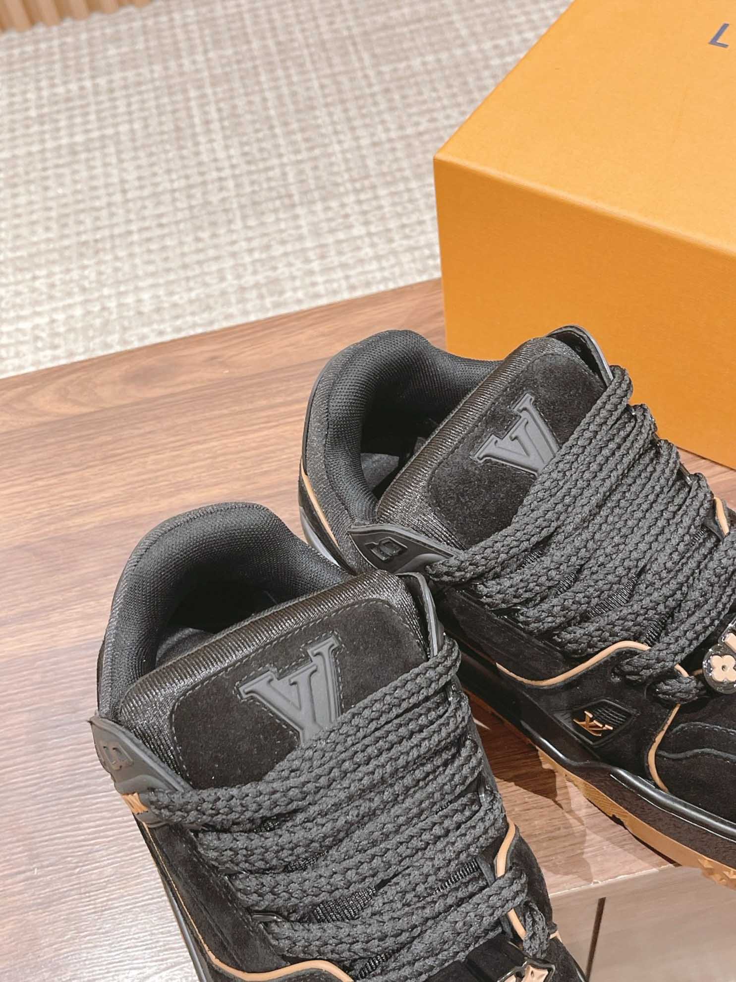 Giày Louis Vuitton Lv Trainer Maxi Black Brown Suede Best Quality