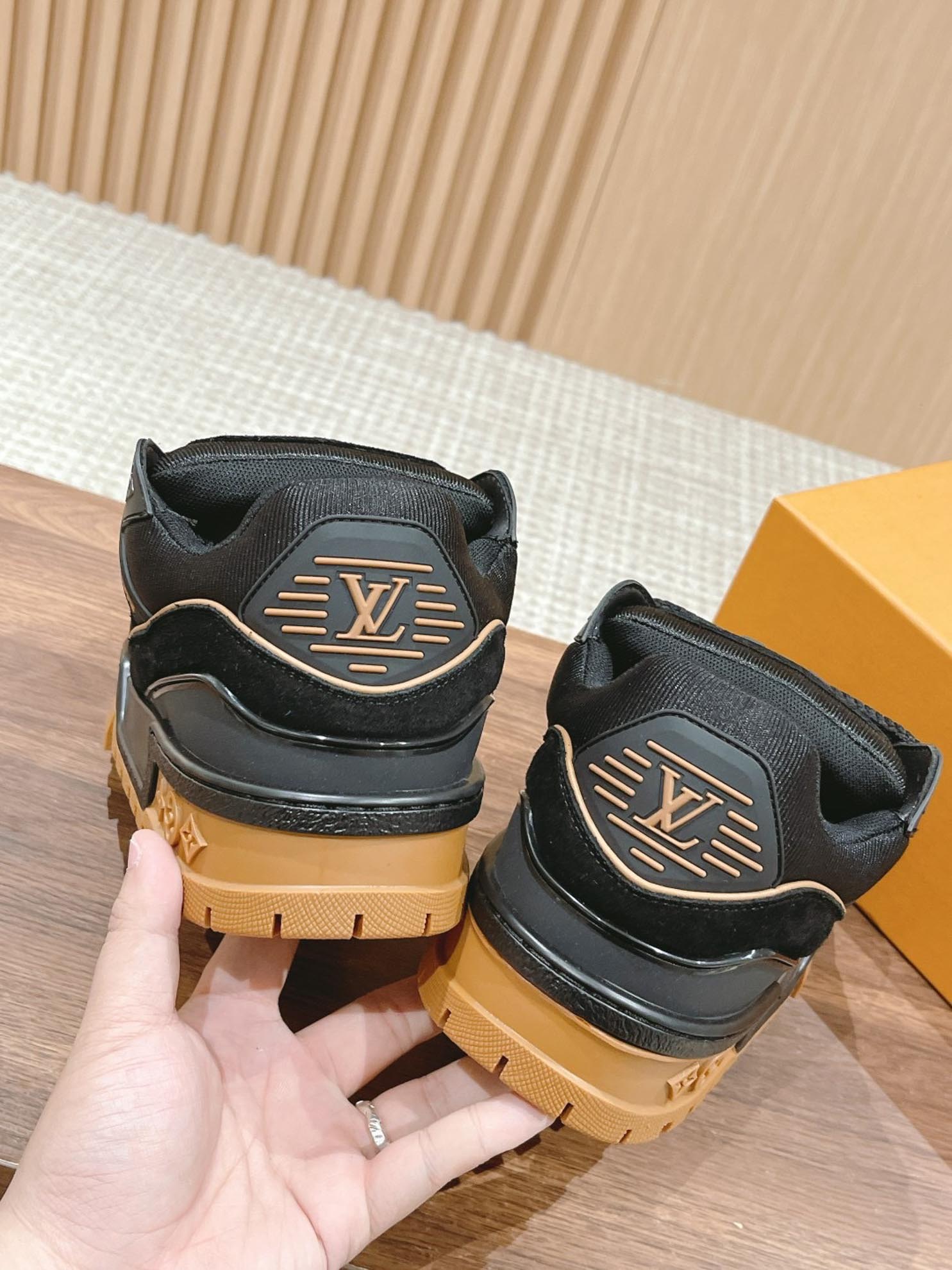 Giày Louis Vuitton Lv Trainer Maxi Black Brown Suede Best Quality