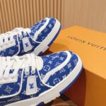 Giày Louis Vuitton LV Trainer Monogram Blue Fabric Best Quality