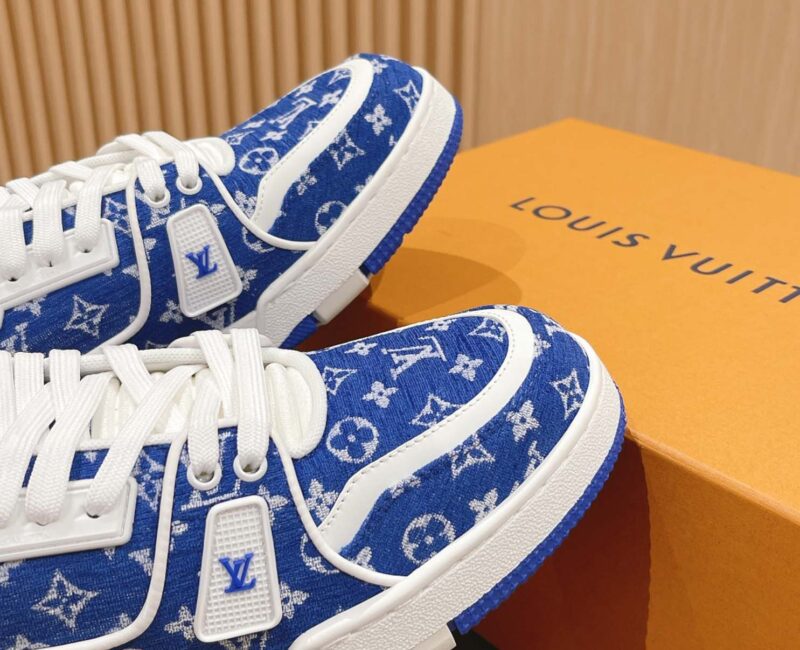 Giày Louis Vuitton LV Trainer Monogram Blue Fabric Best Quality