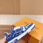 Giày Louis Vuitton LV Trainer Monogram Blue Fabric Best Quality