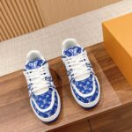 Giày Louis Vuitton LV Trainer Monogram Blue Fabric Best Quality