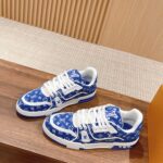 Giày Louis Vuitton LV Trainer Monogram Blue Fabric Best Quality