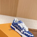Giày Louis Vuitton LV Trainer Monogram Blue Fabric Best Quality