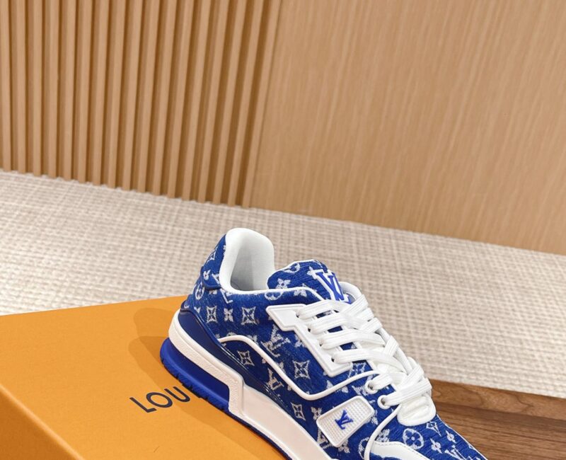 Giày Louis Vuitton LV Trainer Monogram Blue Fabric Best Quality