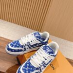 Giày Louis Vuitton LV Trainer Monogram Blue Fabric Best Quality