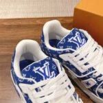 Giày Louis Vuitton LV Trainer Monogram Blue Fabric Best Quality