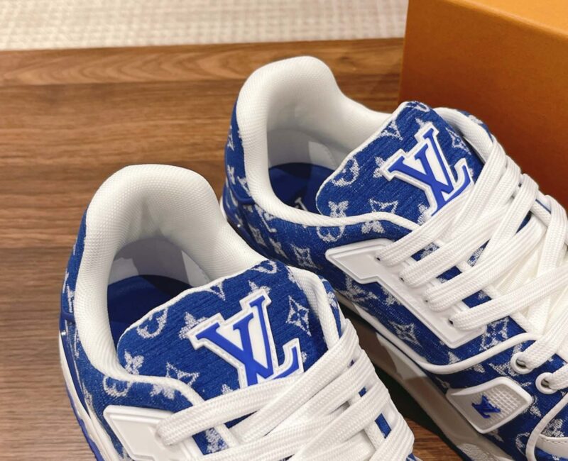 Giày Louis Vuitton LV Trainer Monogram Blue Fabric Best Quality