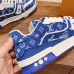 Giày Louis Vuitton LV Trainer Monogram Blue Fabric Best Quality