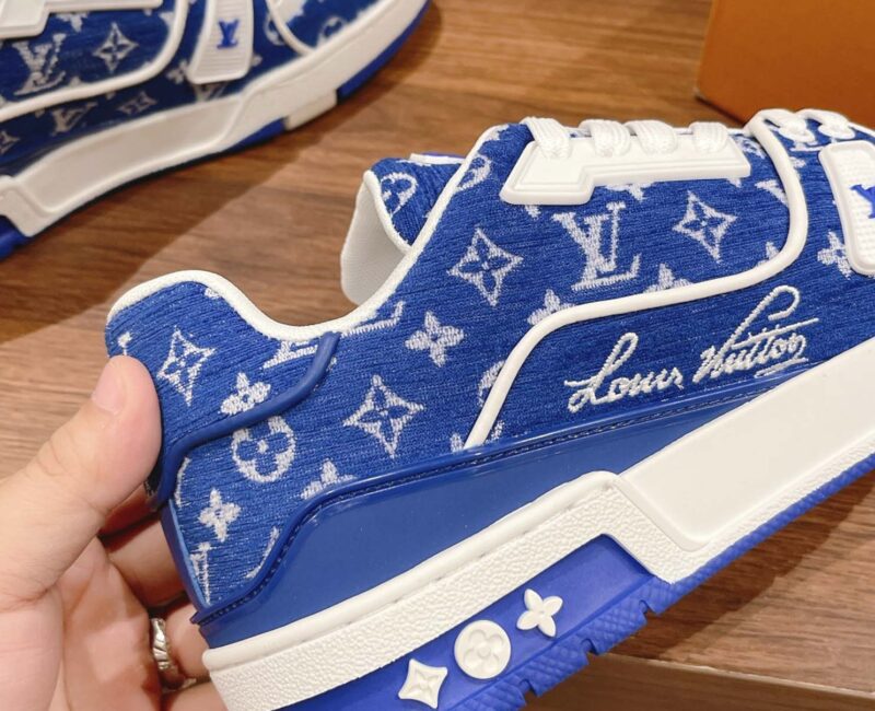 Giày Louis Vuitton LV Trainer Monogram Blue Fabric Best Quality