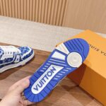 Giày Louis Vuitton LV Trainer Monogram Blue Fabric Best Quality