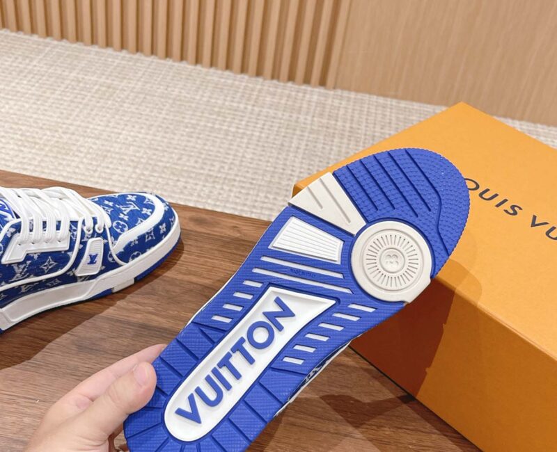 Giày Louis Vuitton LV Trainer Monogram Blue Fabric Best Quality
