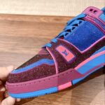 Giày Louis Vuitton LV Trainer Monogram Blue Strass