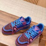 Giày Louis Vuitton LV Trainer Monogram Blue Strass