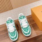 Giày Louis Vuitton LV Trainer Monogram Green Fabric Best Quality