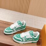 Giày Louis Vuitton LV Trainer Monogram Green Fabric Best Quality