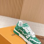 Giày Louis Vuitton LV Trainer Monogram Green Fabric Best Quality