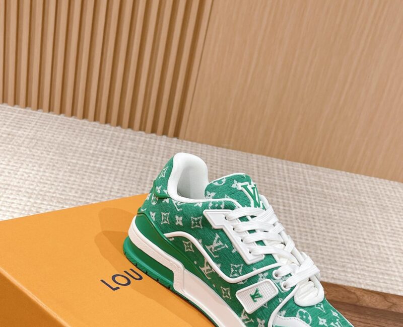 Giày Louis Vuitton LV Trainer Monogram Green Fabric Best Quality