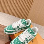 Giày Louis Vuitton LV Trainer Monogram Green Fabric Best Quality