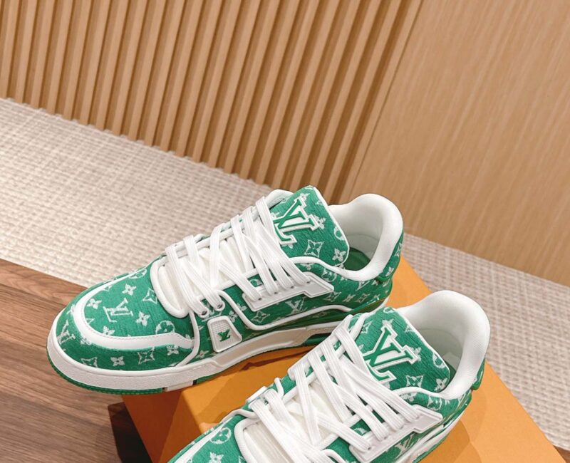 Giày Louis Vuitton LV Trainer Monogram Green Fabric Best Quality