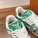Giày Louis Vuitton LV Trainer Monogram Green Fabric Best Quality
