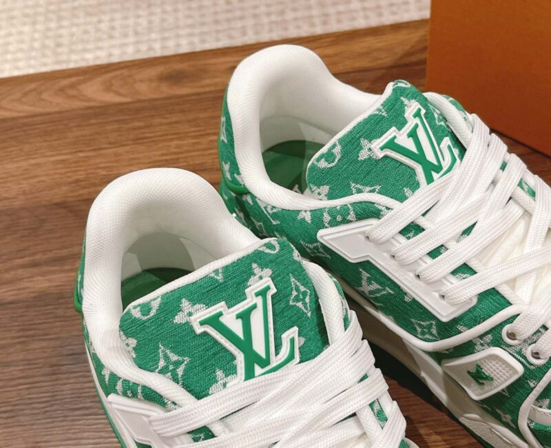 Giày Louis Vuitton LV Trainer Monogram Green Fabric Best Quality