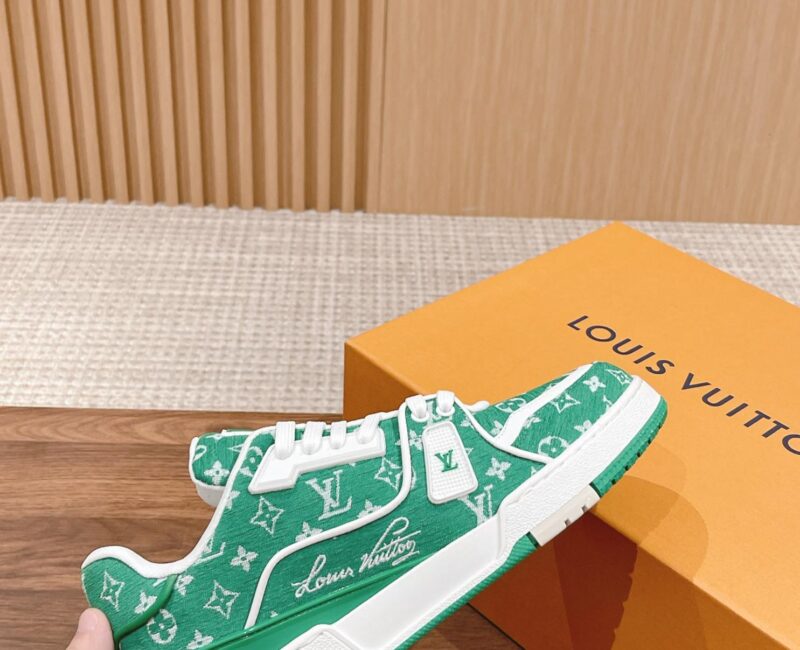 Giày Louis Vuitton LV Trainer Monogram Green Fabric Best Quality