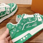 Giày Louis Vuitton LV Trainer Monogram Green Fabric Best Quality
