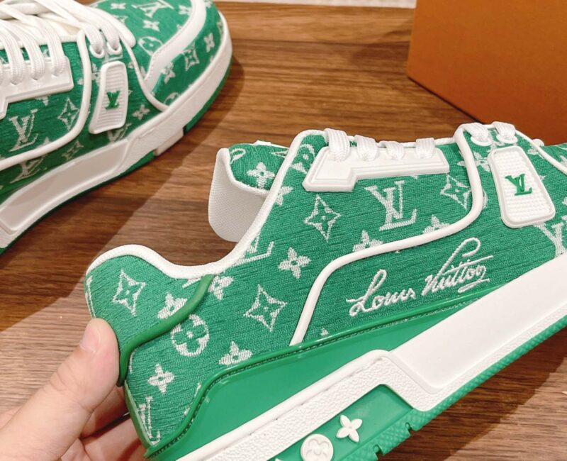 Giày Louis Vuitton LV Trainer Monogram Green Fabric Best Quality